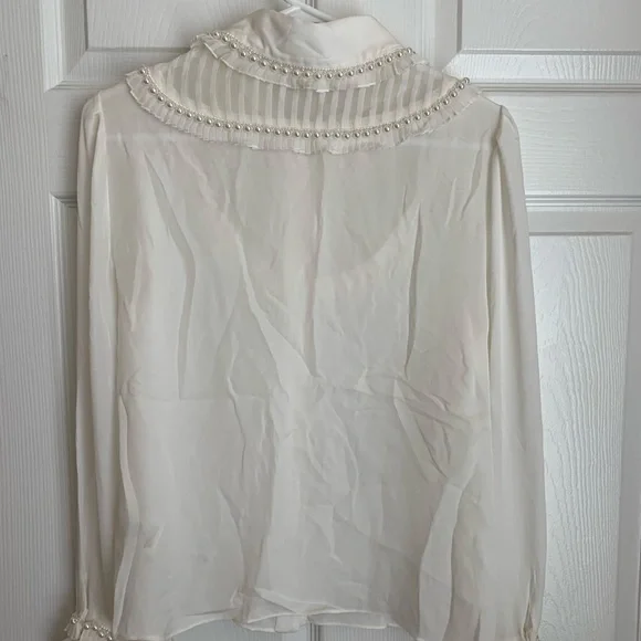 Alice + Olivia White Sheer Button Down Shirt - Picture 2 of 8